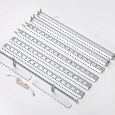 MLB80 100 x 200 Mobile Light Box components laid out for assembly.