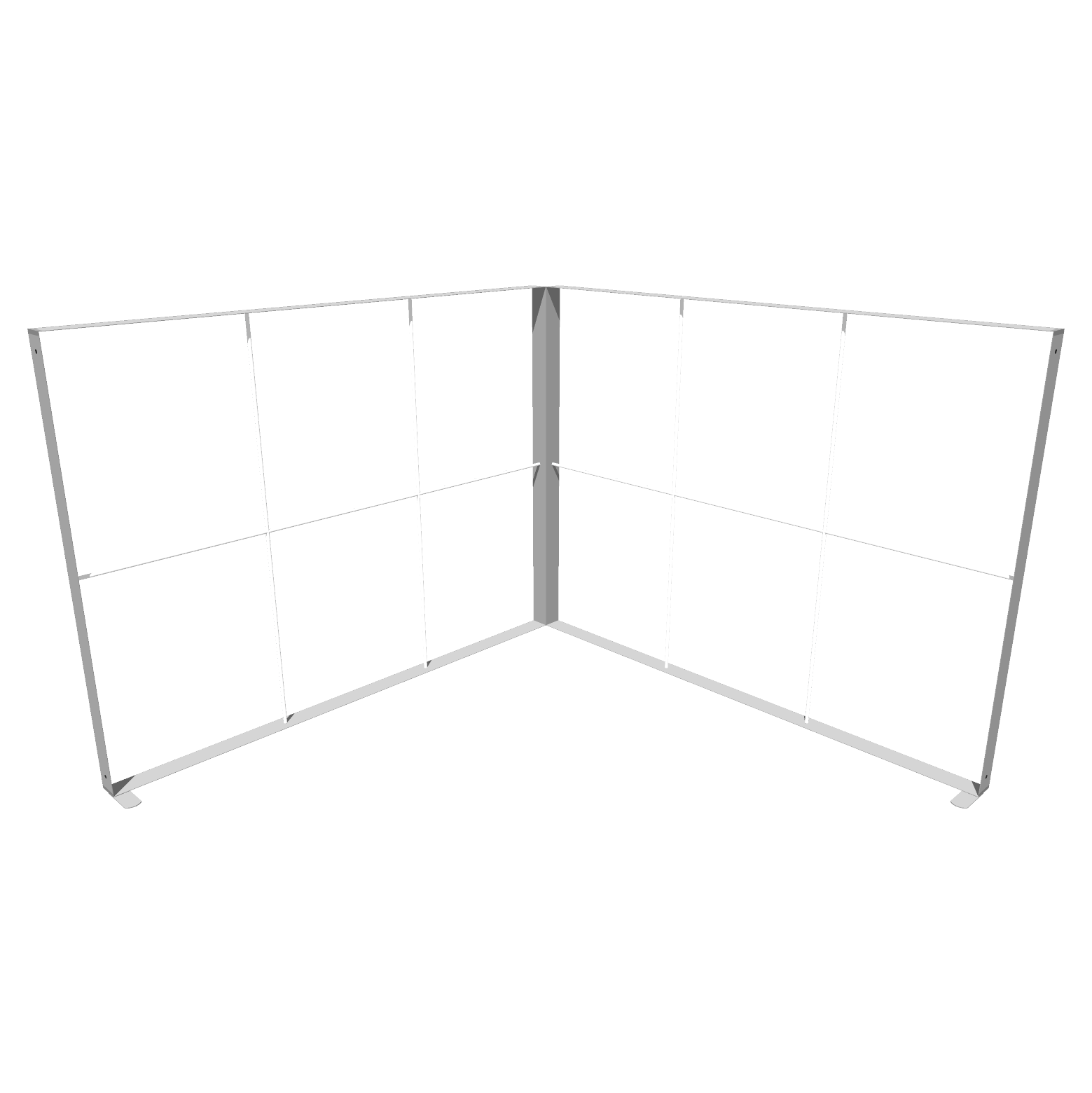 Modular SEG light box corner booth display with aluminum frame and backlit panels for trade shows