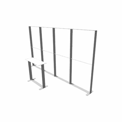 Mobile Light Box Kit K1 straight 13 ft backwall frame-only structure shown from the side.