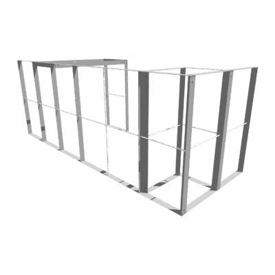 Mobile Light Box Kit F frame-only booth structure shown from the back-side angle.