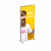 Mobile Light Box 85 x 250 banner display with branded backlit graphic and model pointing.