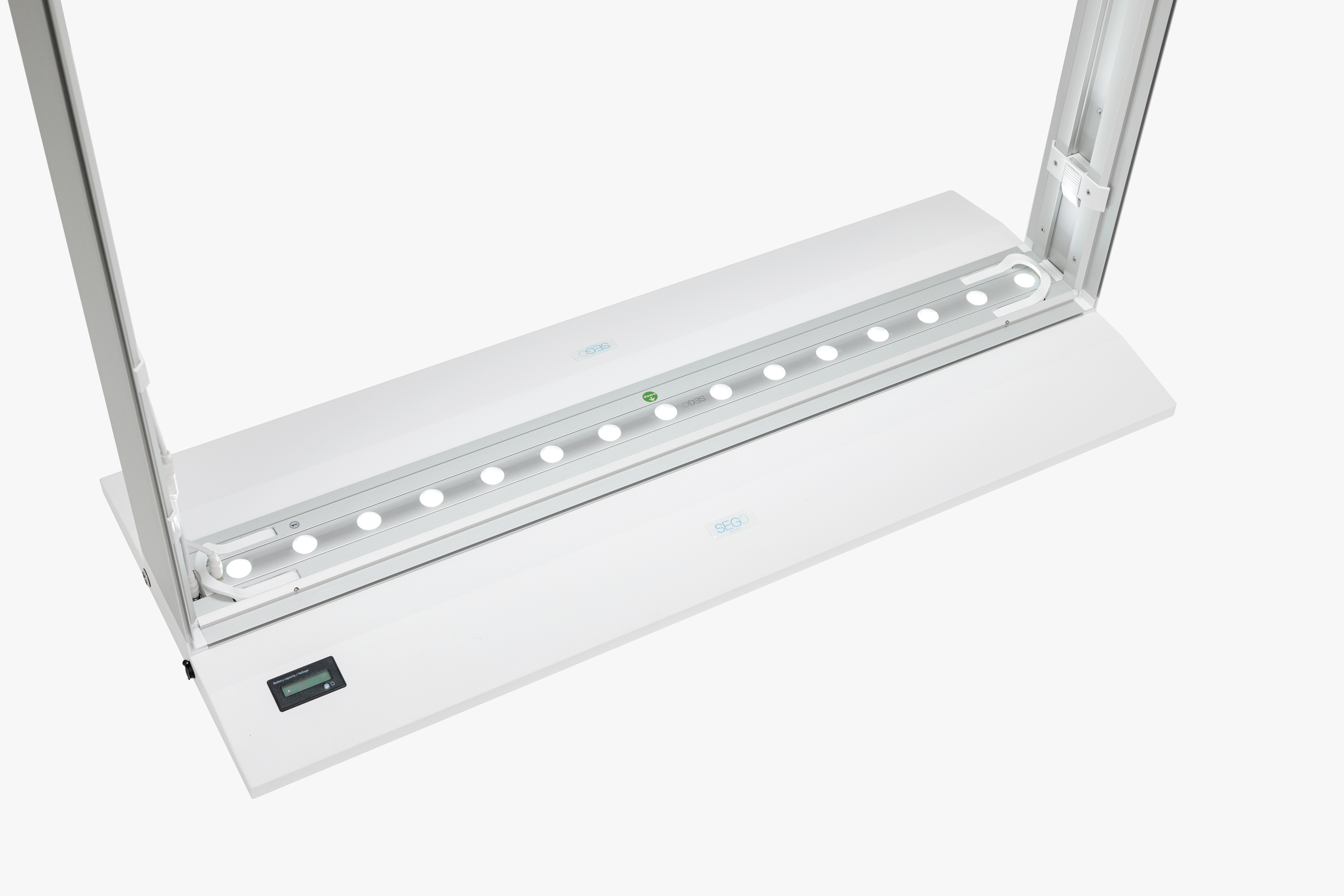 Product shot of the Mobile Light Box Battery Base for battery-powered display frames.