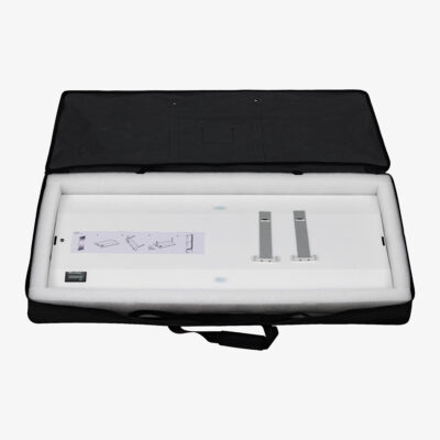 Open carry case for the Mobile Light Box Battery Base with components inside.