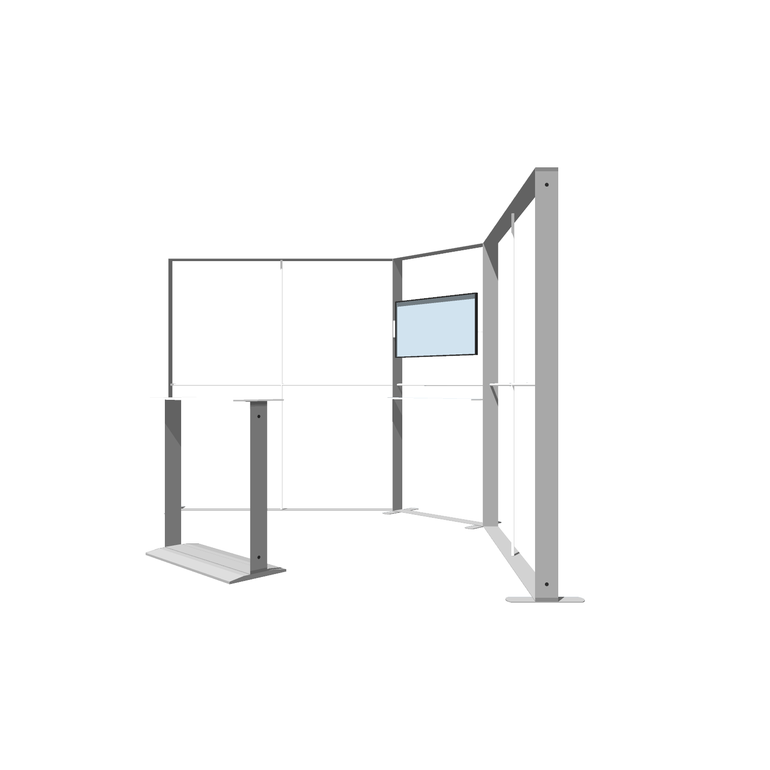 Mobile Light Box Kit L frame-only booth structure shown from the right side.