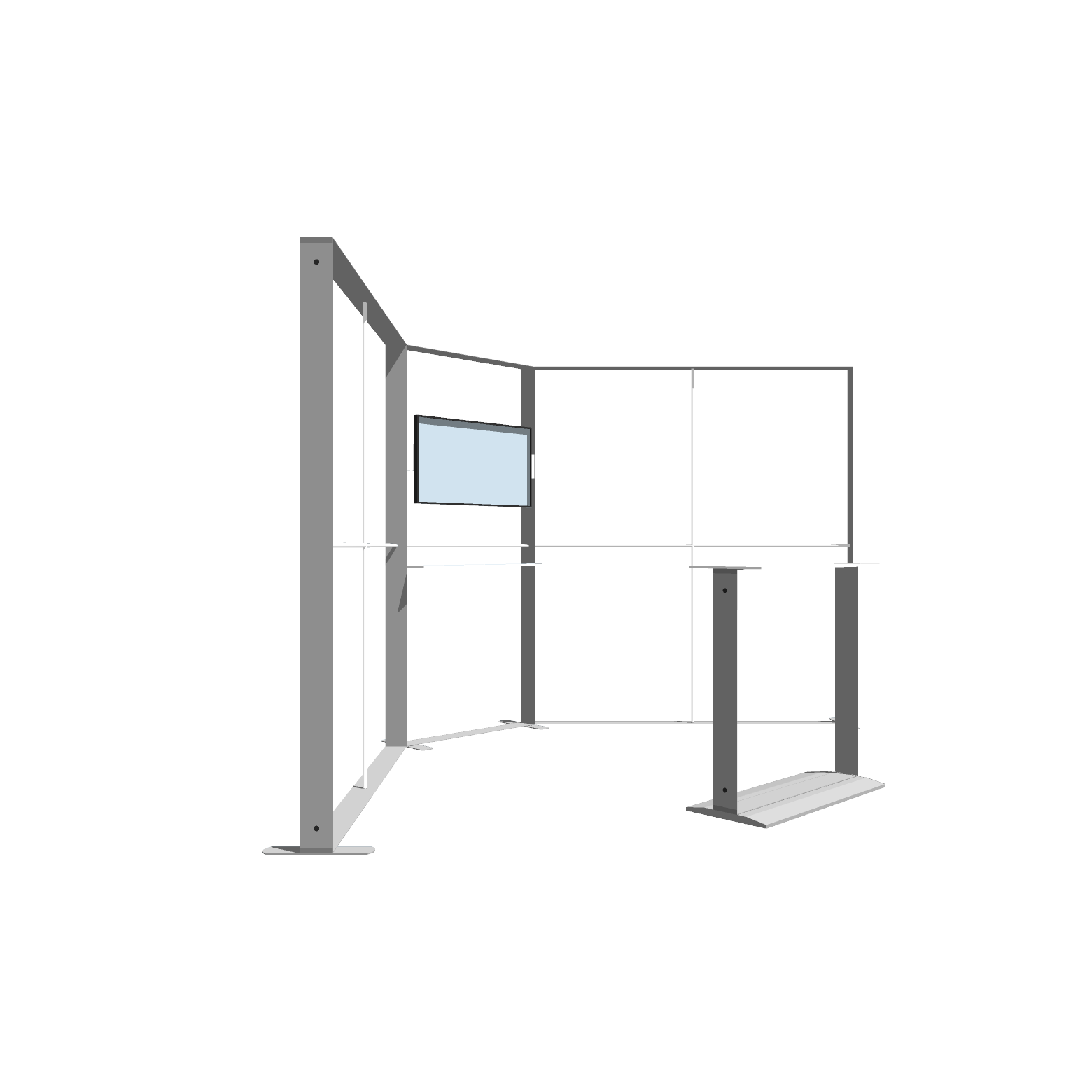 Mobile Light Box Kit L frame-only booth structure shown from the left side.