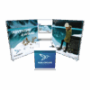 Modular SEG light box trade show display with backlit graphics and counter for Blue Grouse Travel Agency booth