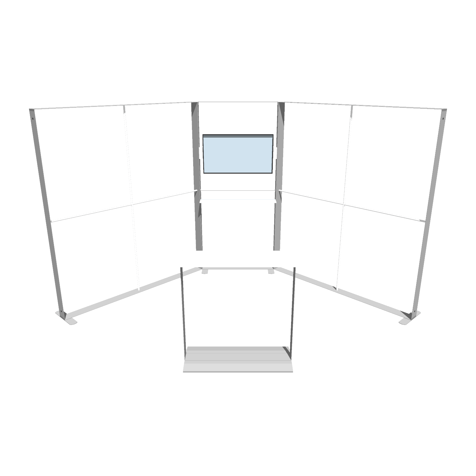 Modular SEG light box display with aluminum frame and backlit banner panel for trade shows