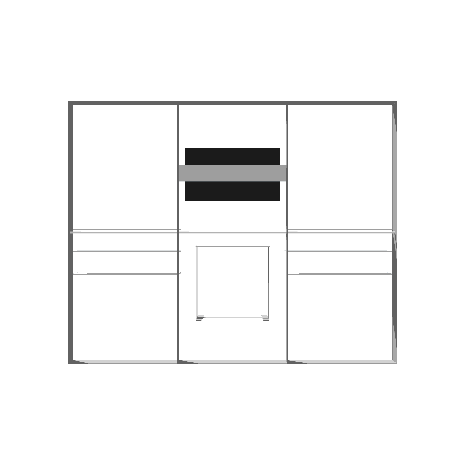 Modular SEG light box trade show display with storage counter and backlit panels in 3x3 booth configuration