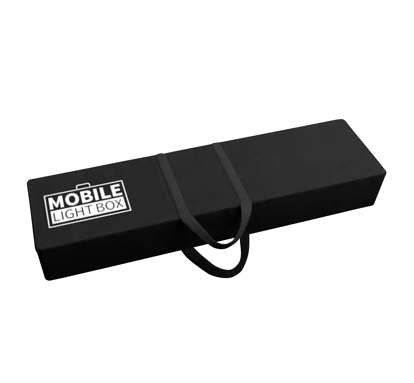 Black Mobile Light Box carry bag with shoulder strap and front logo pocket.