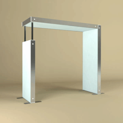 High-Low Bridge connector for joining Mobile Light Box frames at different heights.
