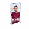 Portable SEG light box display with backlit fabric graphic and aluminum frame for trade shows