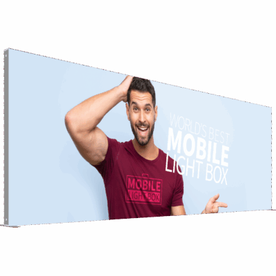 Mobile Light Box 600 x 300 banner display with large SEG fabric graphic