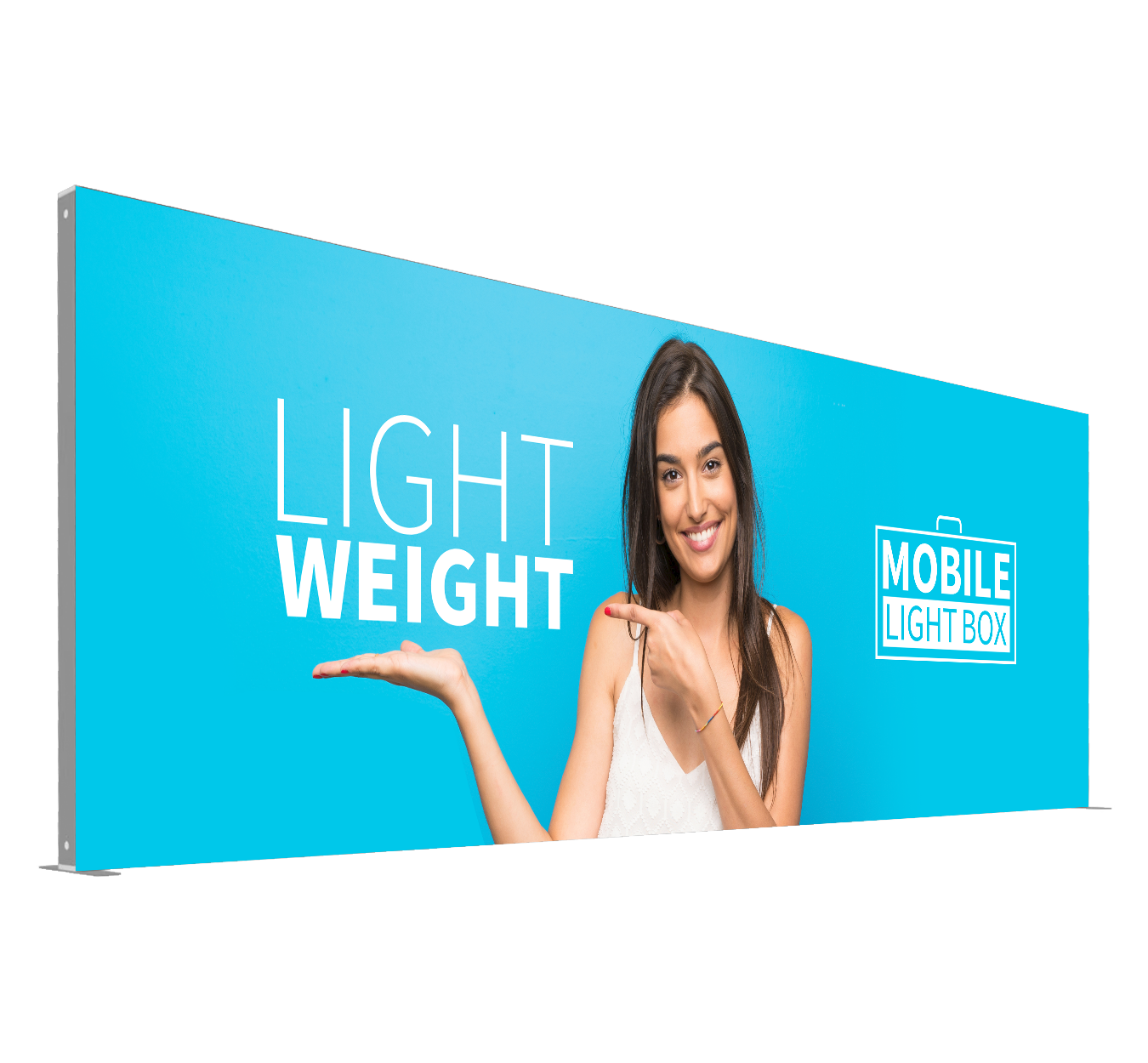 Mobile Light Box 600 x 240 banner display with wide SEG fabric graphic