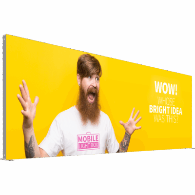 Mobile Light Box 600 x 250 banner display with modular SEG fabric graphic