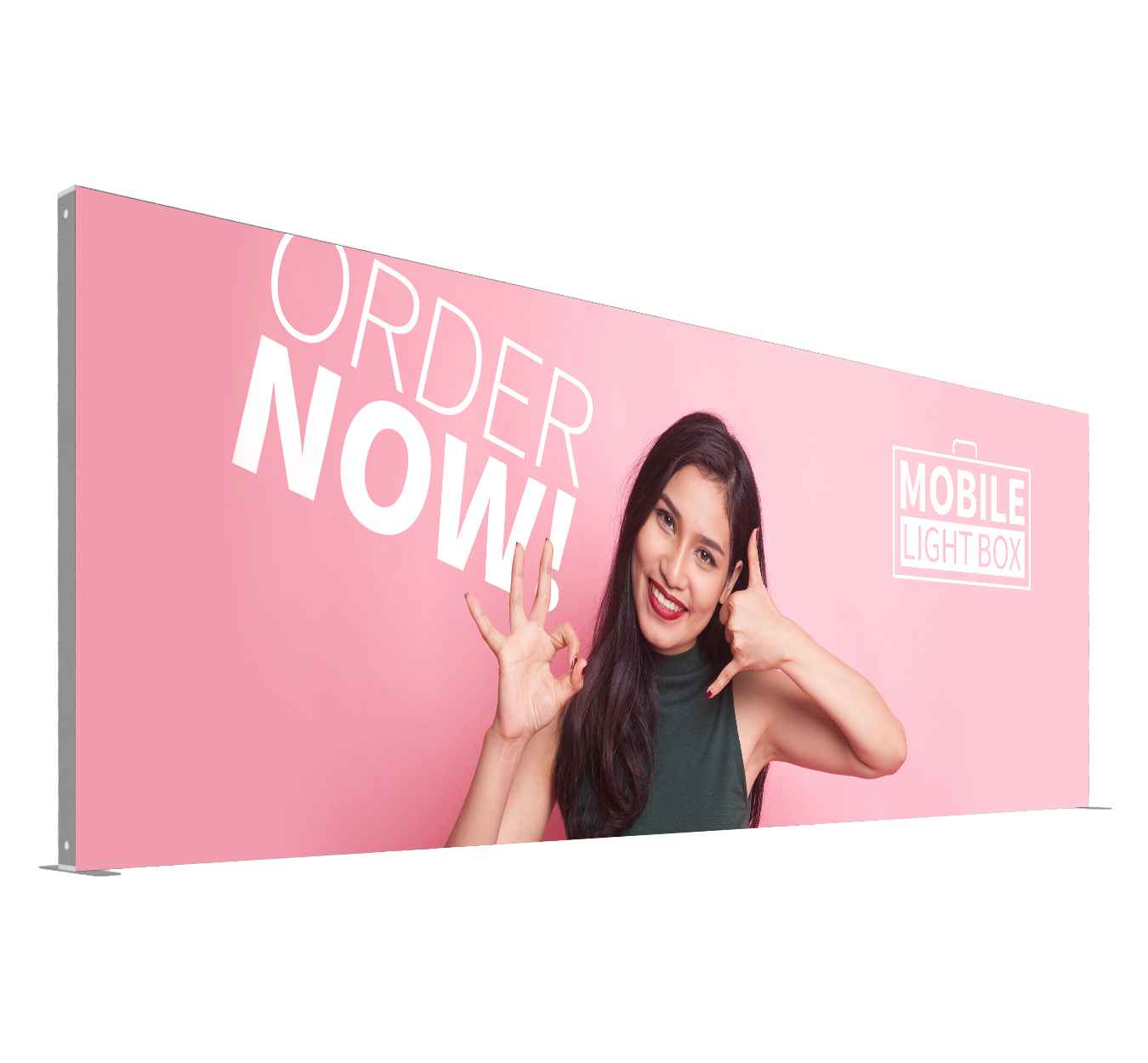 Mobile Light Box 600 x 225 banner display with wide SEG fabric graphic
