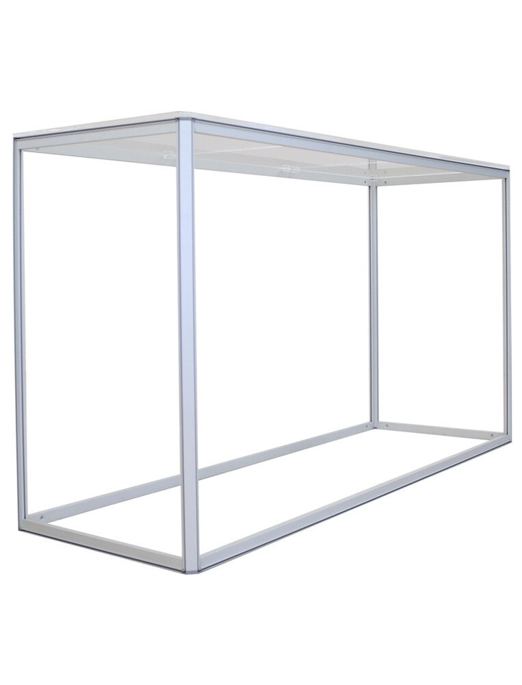 Modular aluminum SEG light box frame with transparent top for backlit trade show displays