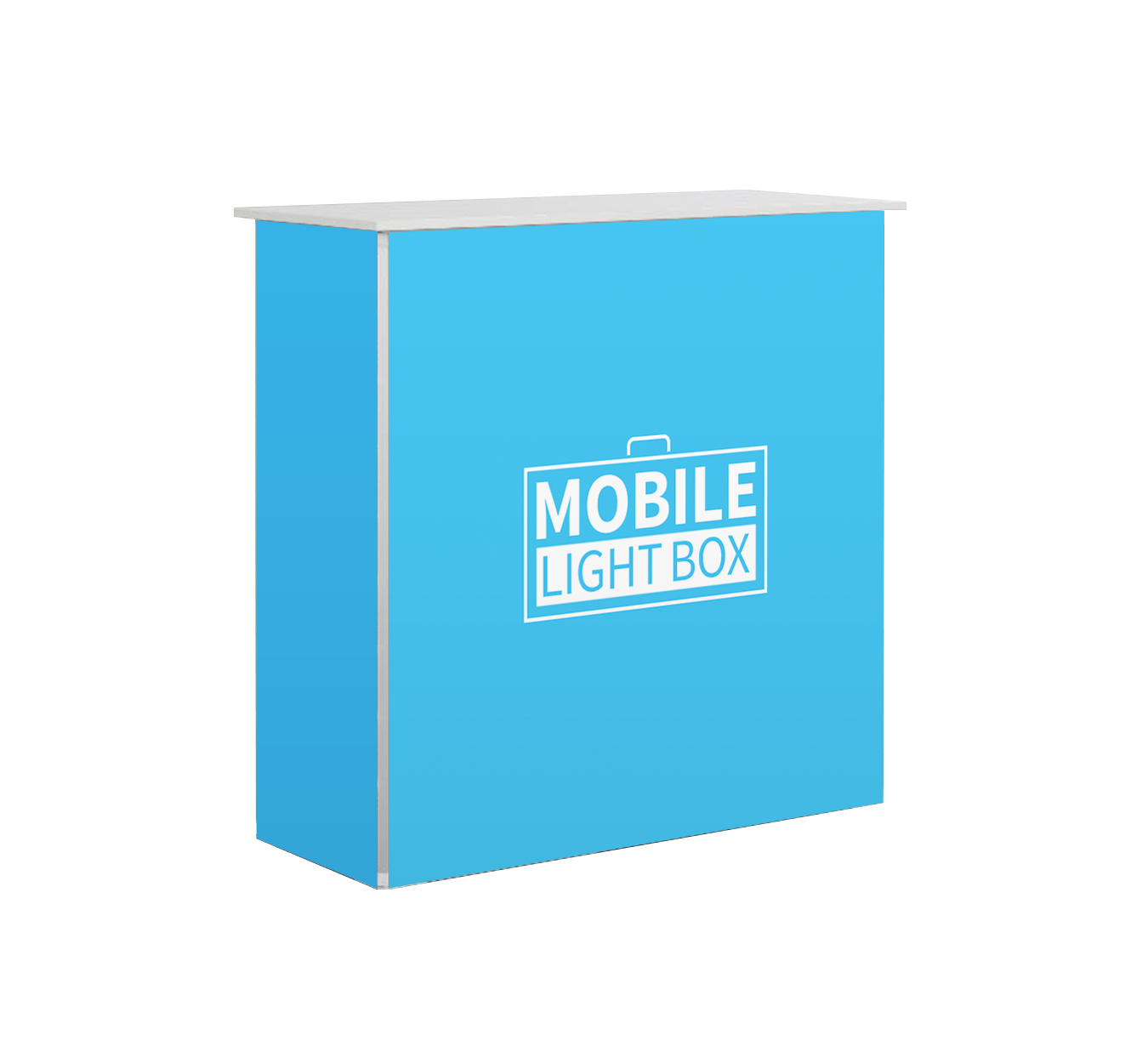 MLB60 counter with 3-sided graphic package for Mobile Light Box displays