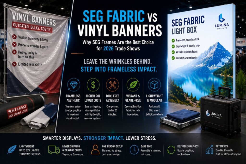 SEG Fabric vs Vinyl Banners: Why SEG Frames are the Best Choice for 2026 Trade Shows
