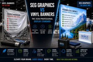 SEG Graphics vs Vinyl Banners: The 2026 Professional Display Standard
