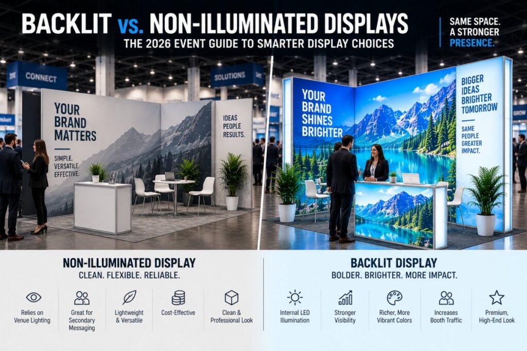 Backlit vs. Non-Illuminated Displays: 2026 Event Guide